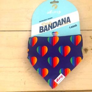 Rainbow & hearts L dog bandana collar